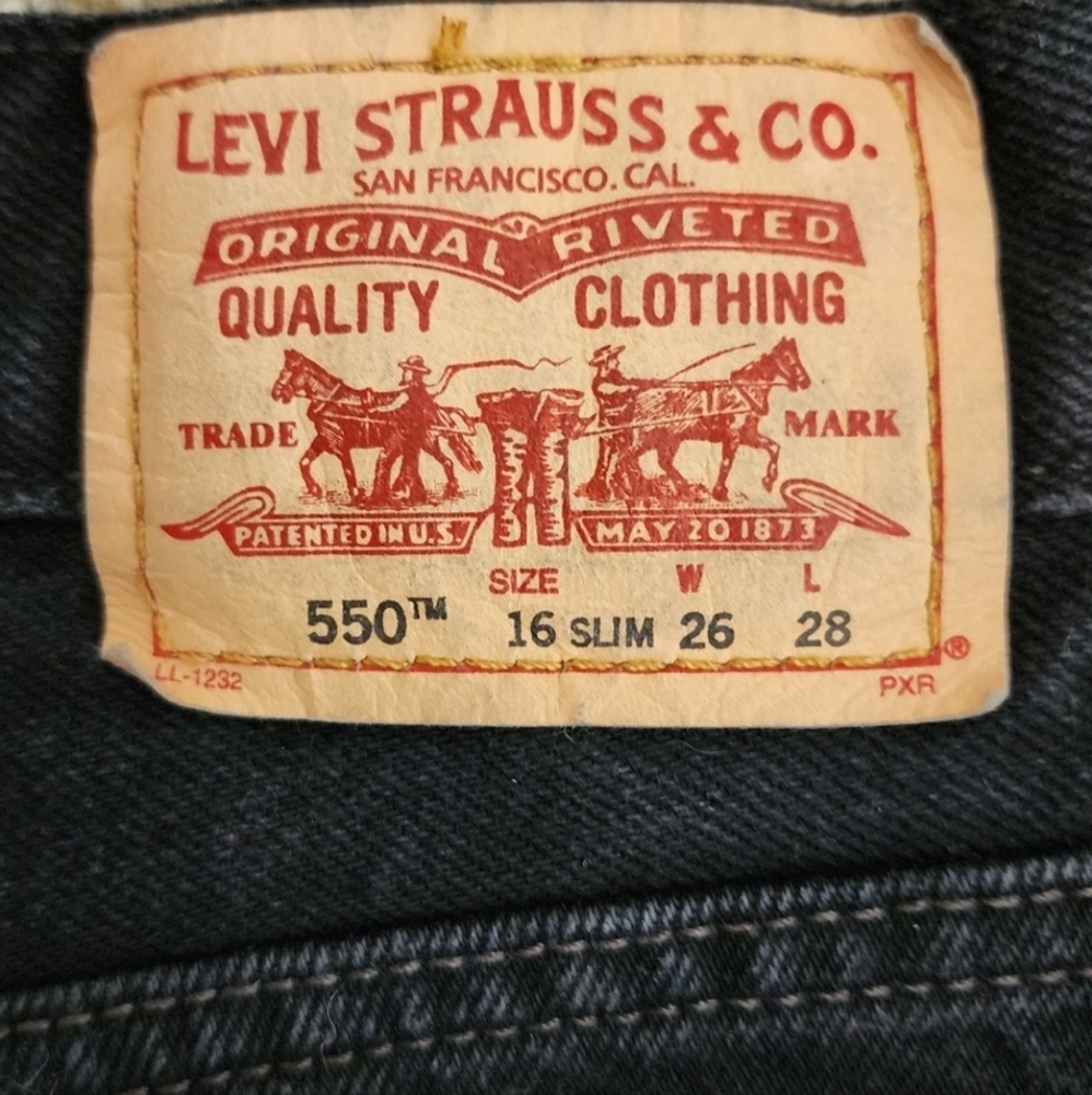 Levi Strauss Boys Black Jeans Denim Black Washed Slim Size 16 W26 L28 - Picture 9 of 12